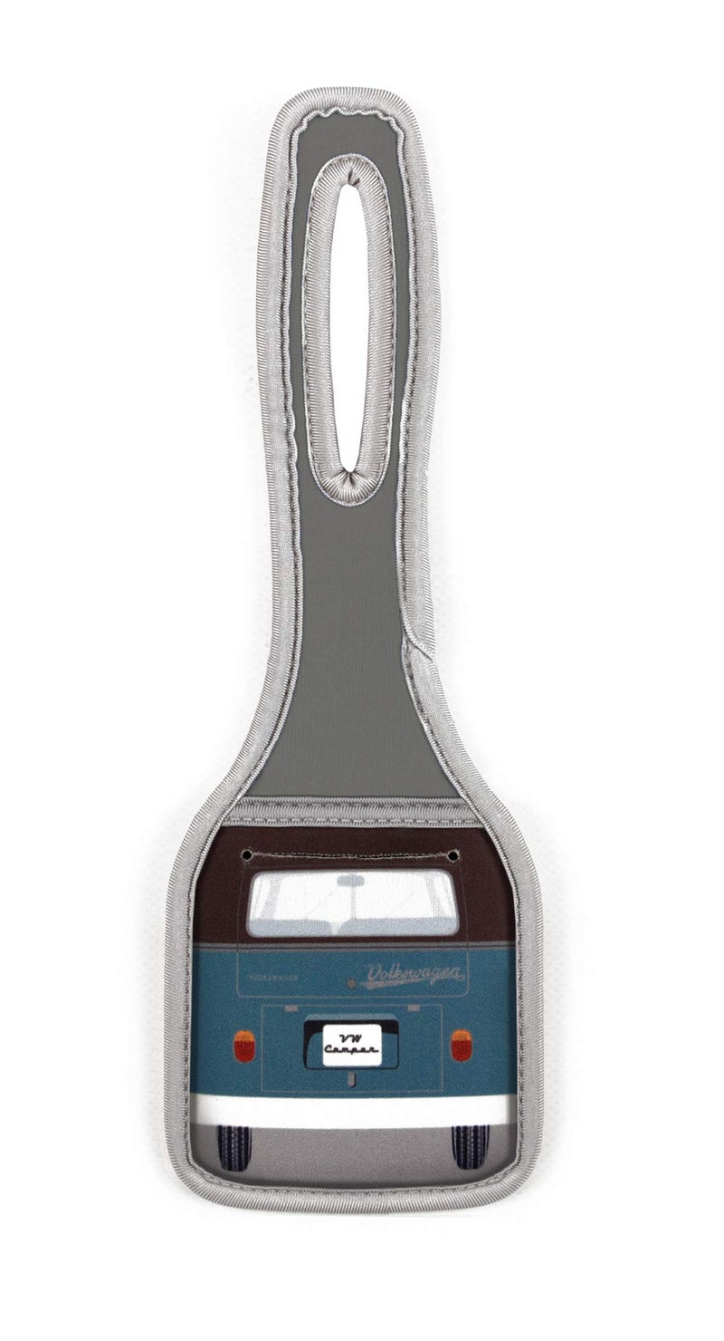 BRISA VW Collection - Volkswagen Suitcase Luggage Address Tag Travel Label with T1 Bus Campervan Design (Classic Bus/Petrol & Brown) - Image 2